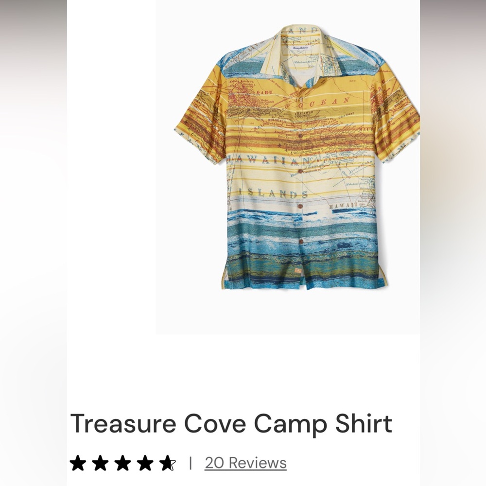Tommy Bahama Treasure Cove Camp Hawaiian Map Button-Down Shirt